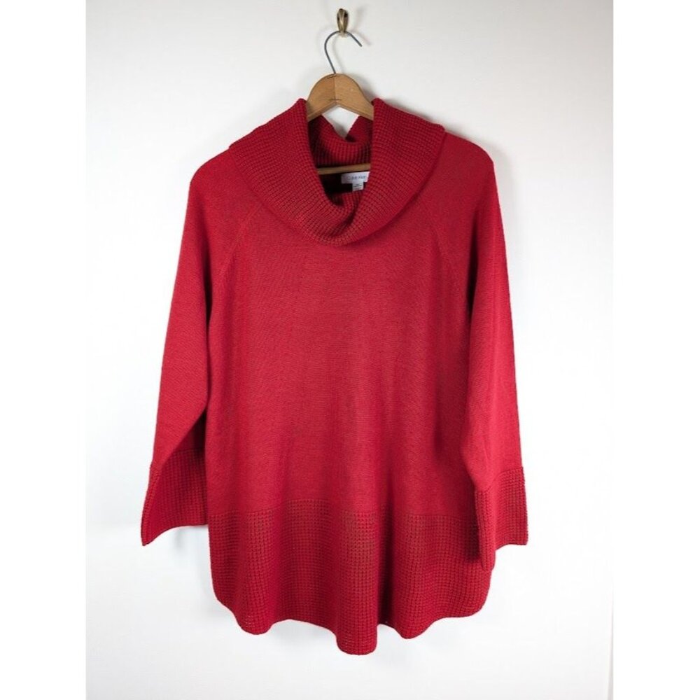 Calvin Klein Sweater Sz 2X Cowl Knit Chunky‎ Office Holiday Christmas Minimalist